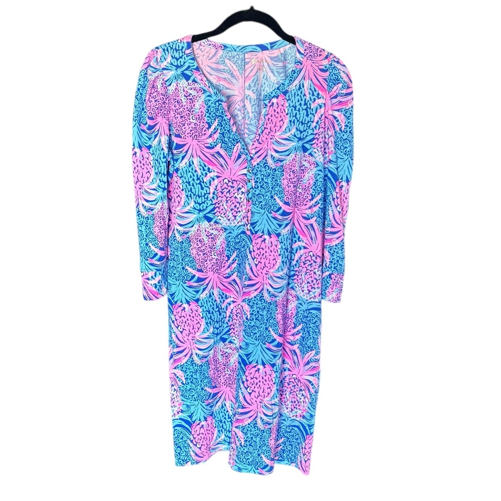 Lilly Pulitzer Marlie Dress in Borealis Blue Tropic Down Low Print